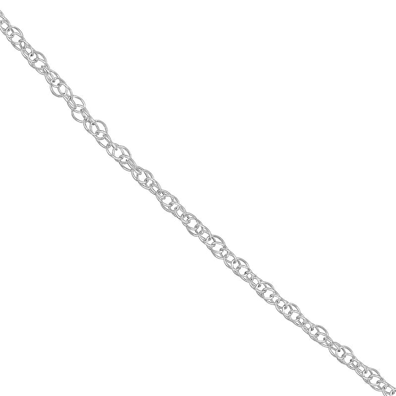 Curata 10k White Gold 1.2mm Light Weight Rope Chain Necklace (Spring Ring)