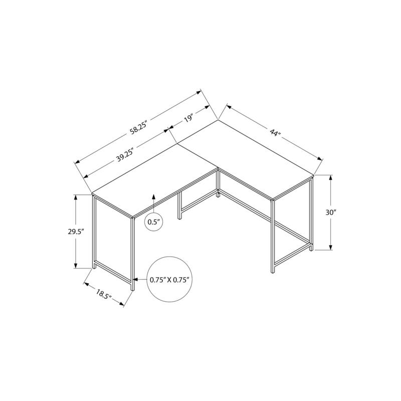 Computer Desk, Home Office, Corner, 58"l, L Shape, Work, Laptop, Natural Laminate, White Metal, Contemporary