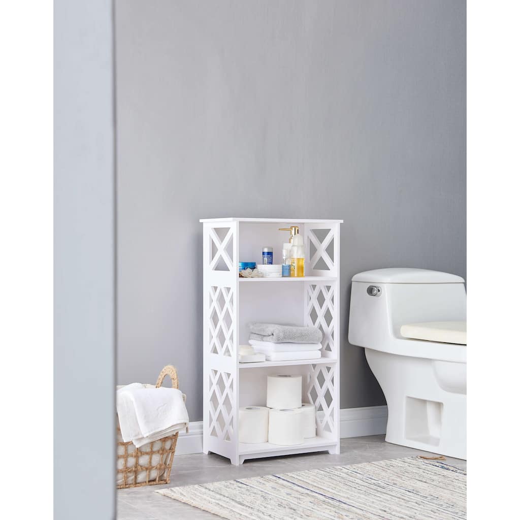 3 Tier Open Storage Shelves, for Bedroom, White