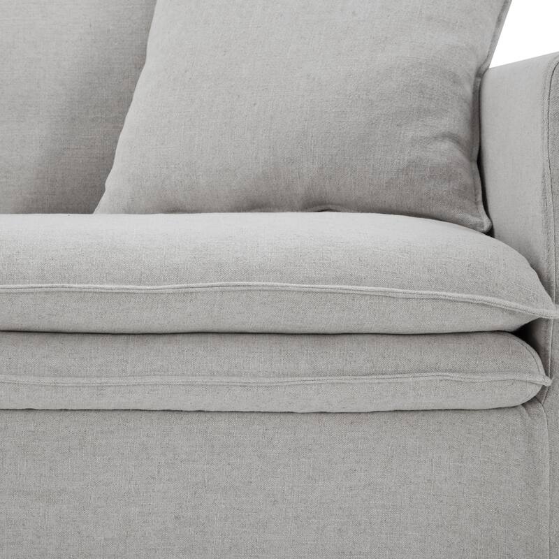 Furniture of America Caspian 3-Piece Light Grey FSC & OEKO TEX Linen Sofa Set with Feather Blend Cushions