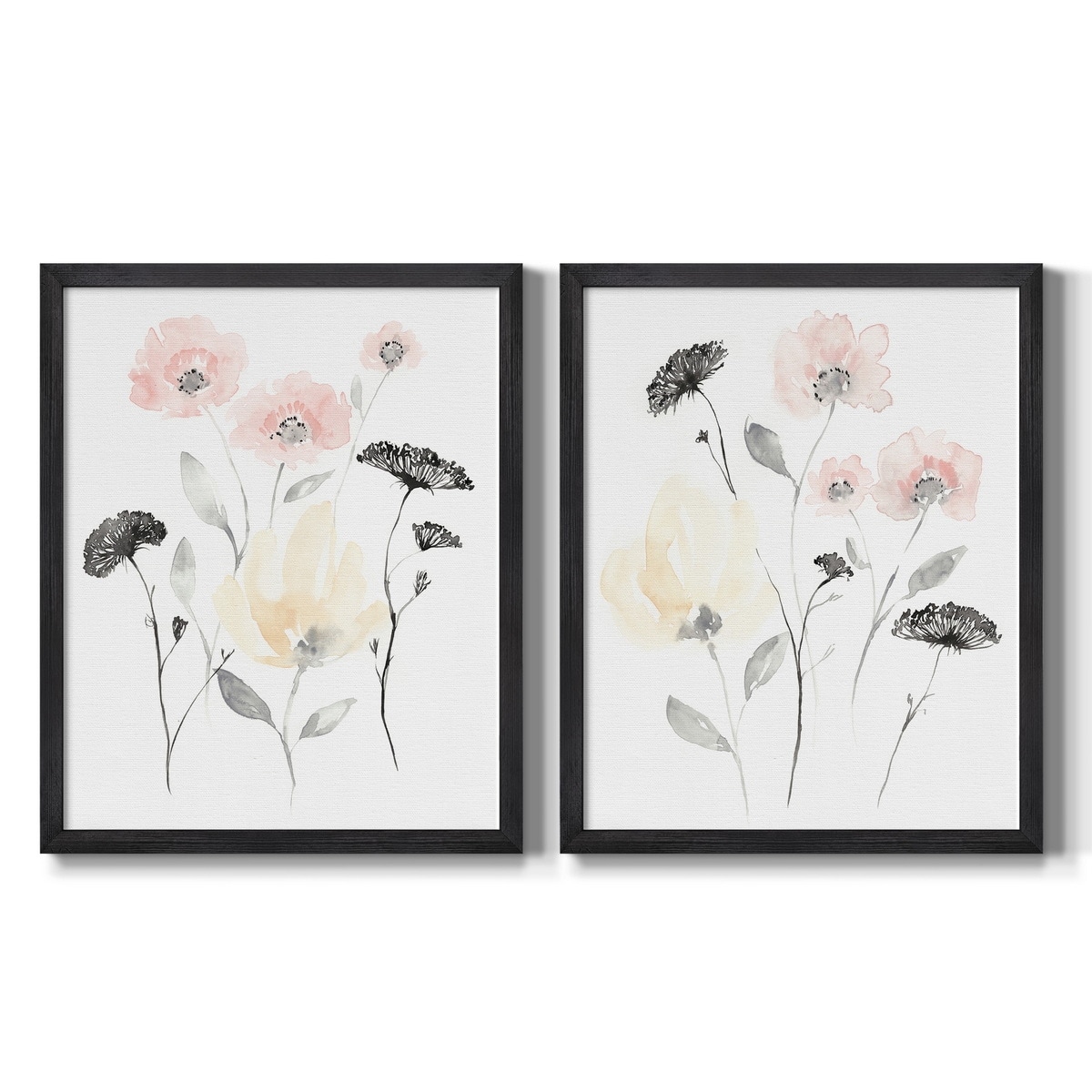 Blush & Black Wildflowers I Premium Framed Canvas - Ready to Hang