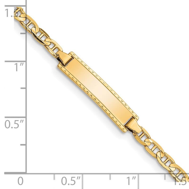 Curata 14k Yellow Gold Baby ID Anchor Bracelet - 6 Inch