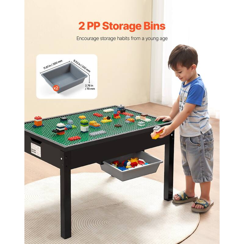 Kids Wooden Activity Table with Double-Sided Tabletop - 31.89 x 21.77 x 19.76 in