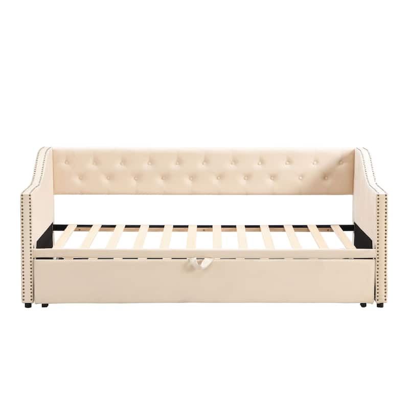Upholstered Sofa Bed with Pop-Up Bed Frame