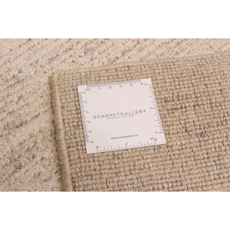 ECARPETGALLERY Hand Loomed Kashkuli Gabbeh Ivory Viscose Rug - 5'2 x 7'2