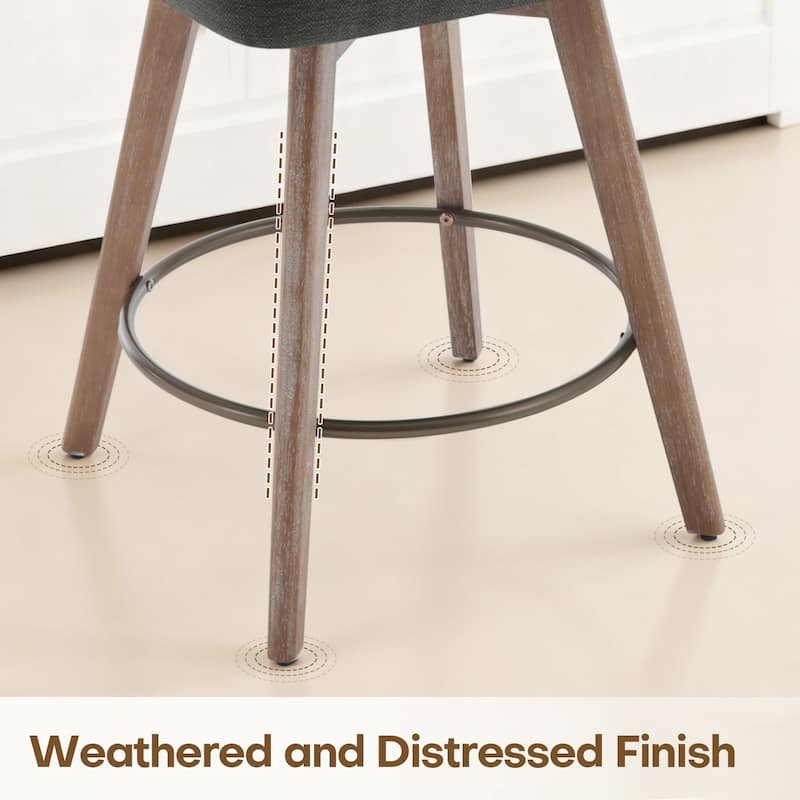26" Upholstered Counter Height Swivel Bar Stool, Counter Stools with Solid Wood Legs - 39.37"H x 22.44"D x 21.65"W