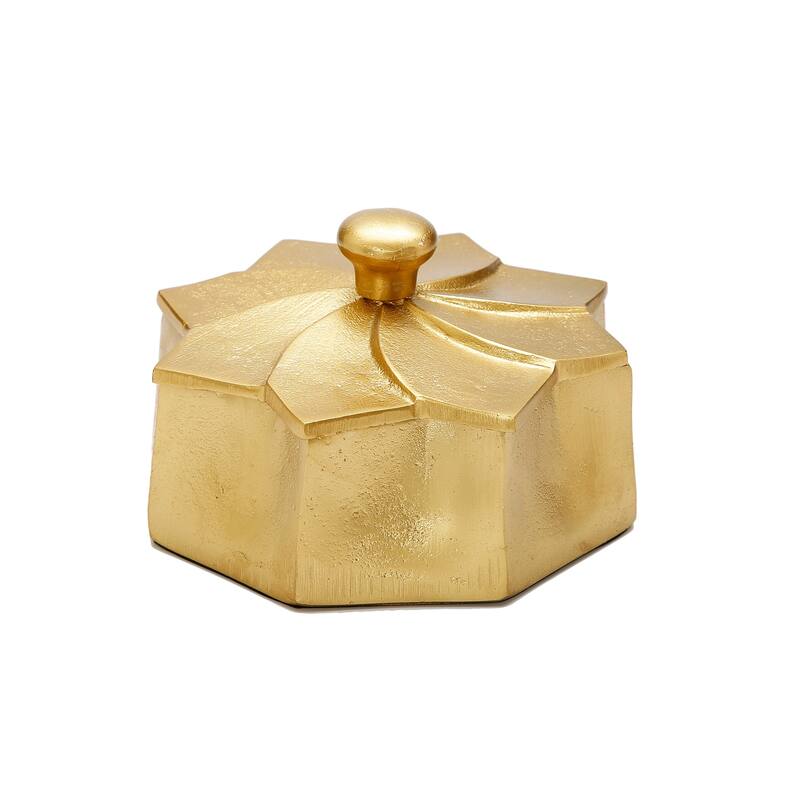 Gold Flower Shaped Jar - 6.6"D