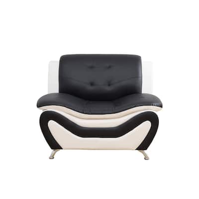 Black & White Faux leather 1 Seat Living Room Sofa