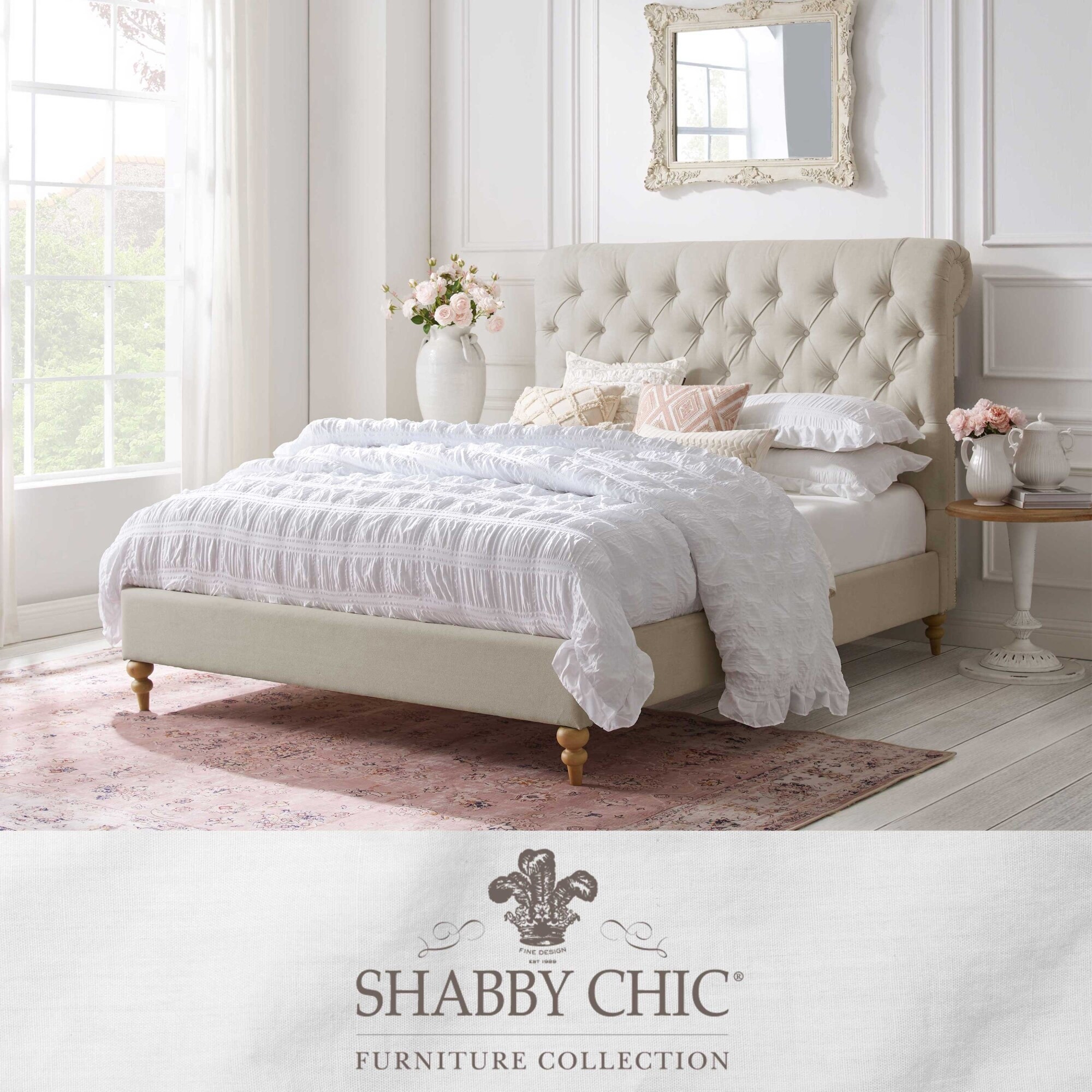 Itzayana Platform Bed with Rolled Tufted Headboard and Nailhead trim