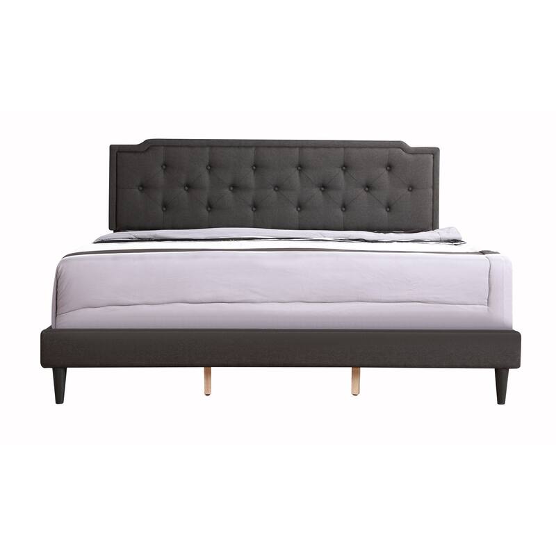 Full Size Fabric Tufted Platform Bed with Adjustable Headboard (All-in-One Box)