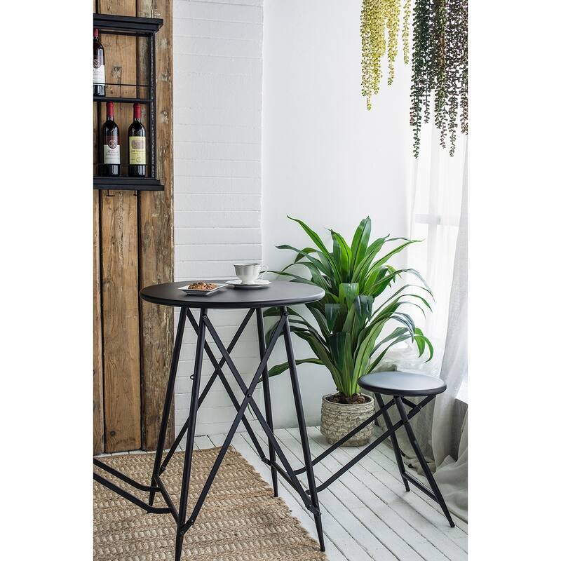 GDFStudio - Mason Multi-Use Foldable Side Table and Seating Set with Sleek Industrial Style
