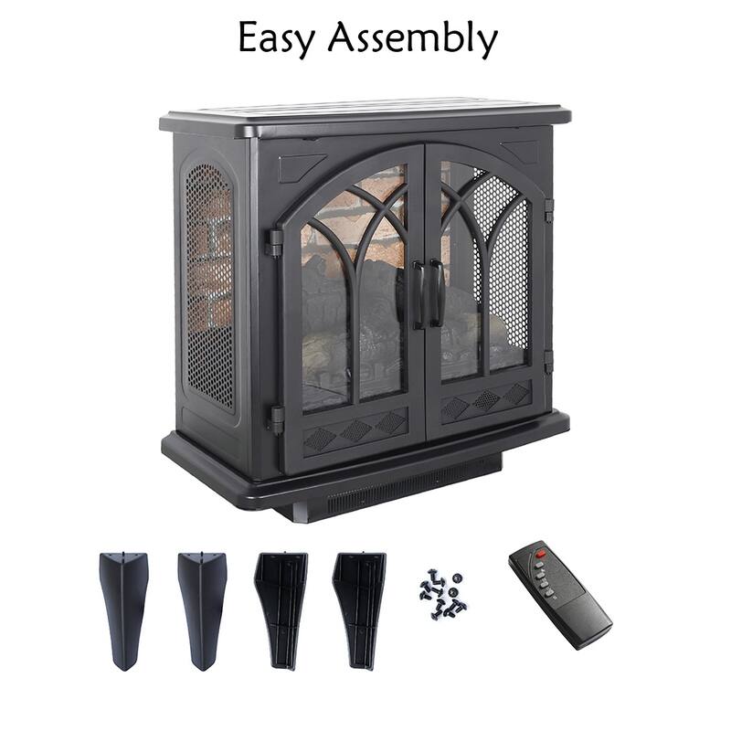 24" Electric Fireplace Stove, Portable Space Heater, Remote Control - 24inch