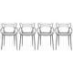 preview thumbnail 1 of 24, Set of 4 Modern Stackable Dining Chairs, Contemporary Plastic Patio Chair for Indoor Kitchen or Outdoor use, Green Grey