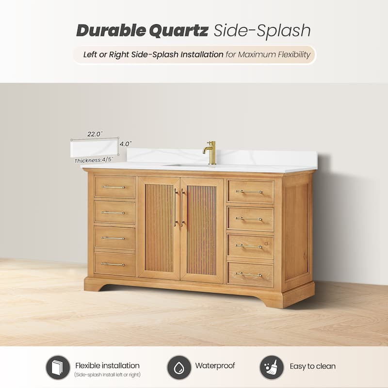 Tokyo Bath Vanity with Quartz Stone Top without Mirror