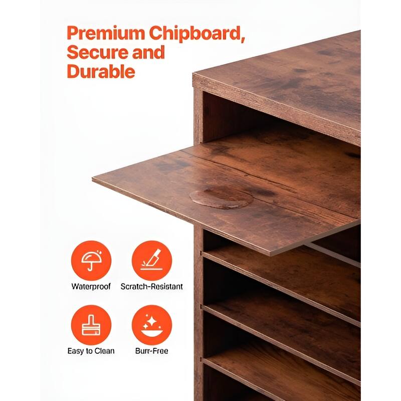 Dark Brown Wood Mailbox Sorter Organizer with 36 Compartments for Office and Home