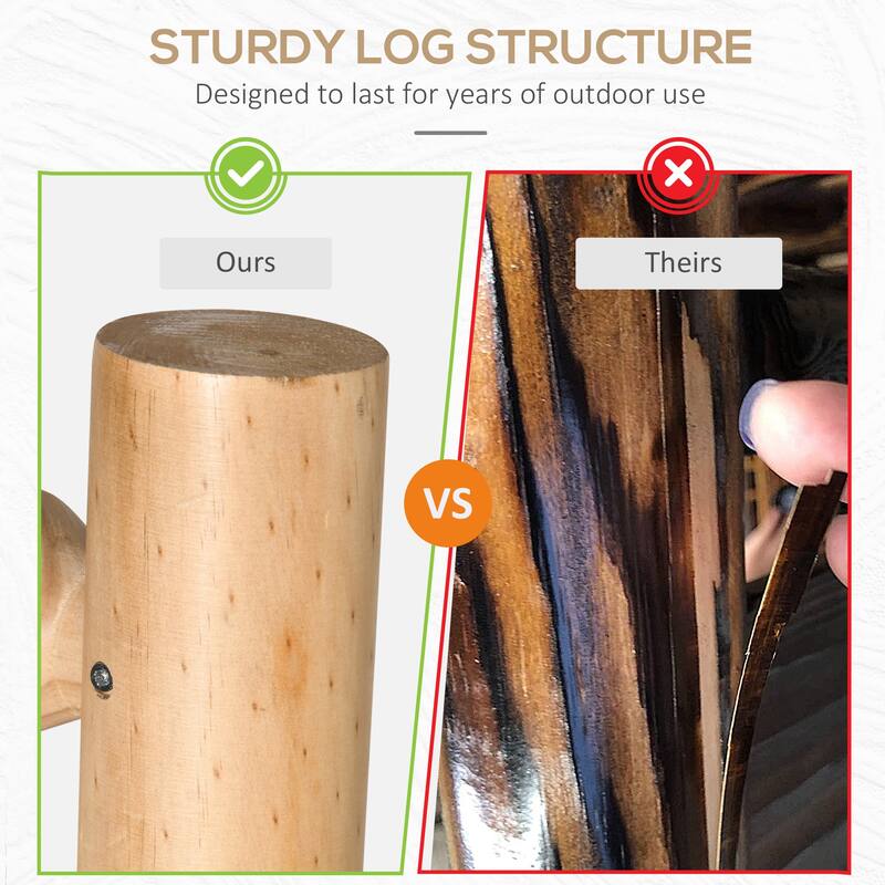 Outsunny 2-Person Wood Rocking Chair With Log Design (Excluding the table)