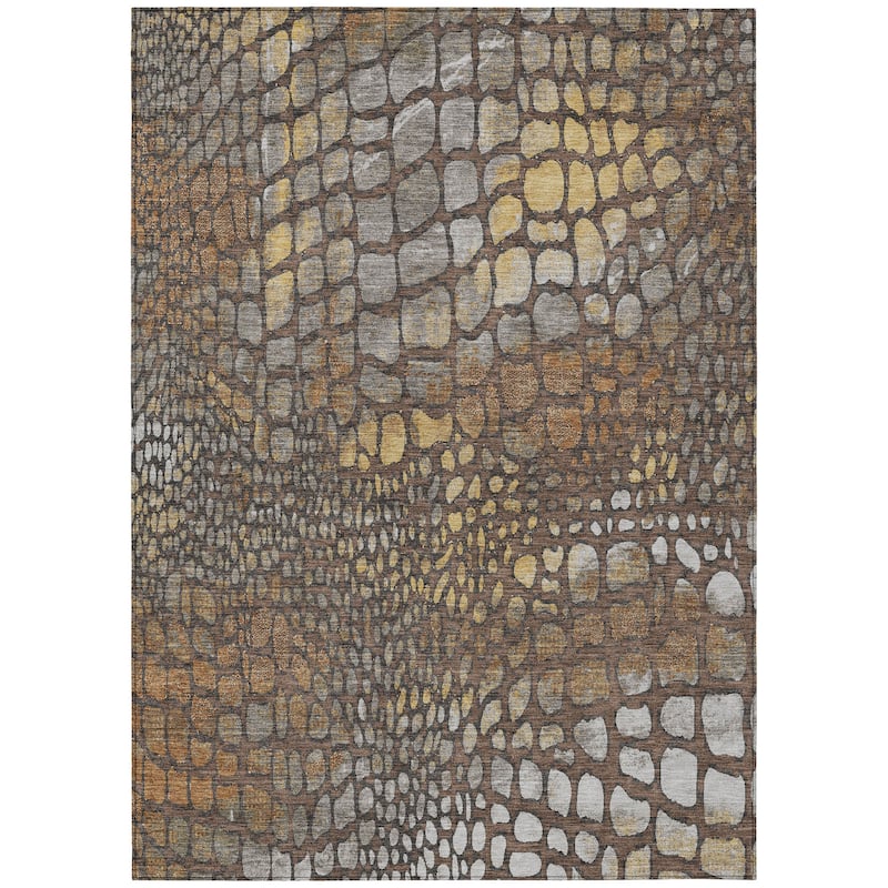 Machine Washable Indoor/ Outdoor Modern Cobble Chantille Rug