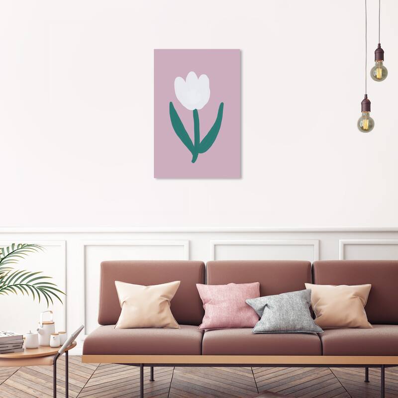 Wynwood Studio Canvas Floral and Botanical Simplistic Tulip Purple and Light Purple Modern & Contemporary Wall Art Canvas Print - 30 x 20
