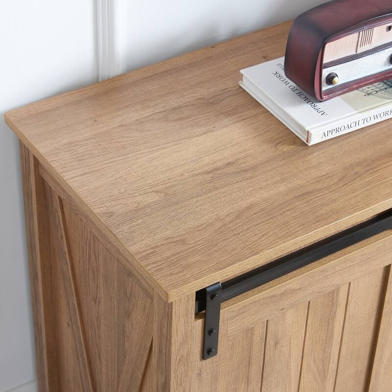 Storage Organizer Dresser with Sliding Barn Door