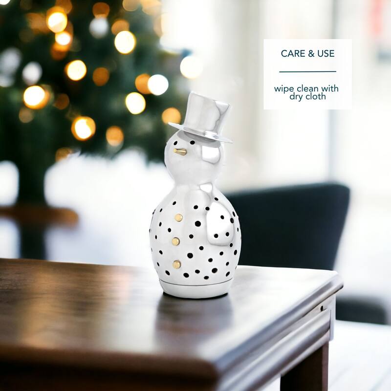 Nambe Snowman Luminary Figurine for Tealights - 7.5" D x 12.5" H