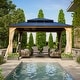 preview thumbnail 52 of 133, EROMMY Hardtop Gazebo,Outdoor Pergola with Double Roof & Netting & Curtains,Heavy Duty Canopy for Patio, Backyard, Pool party