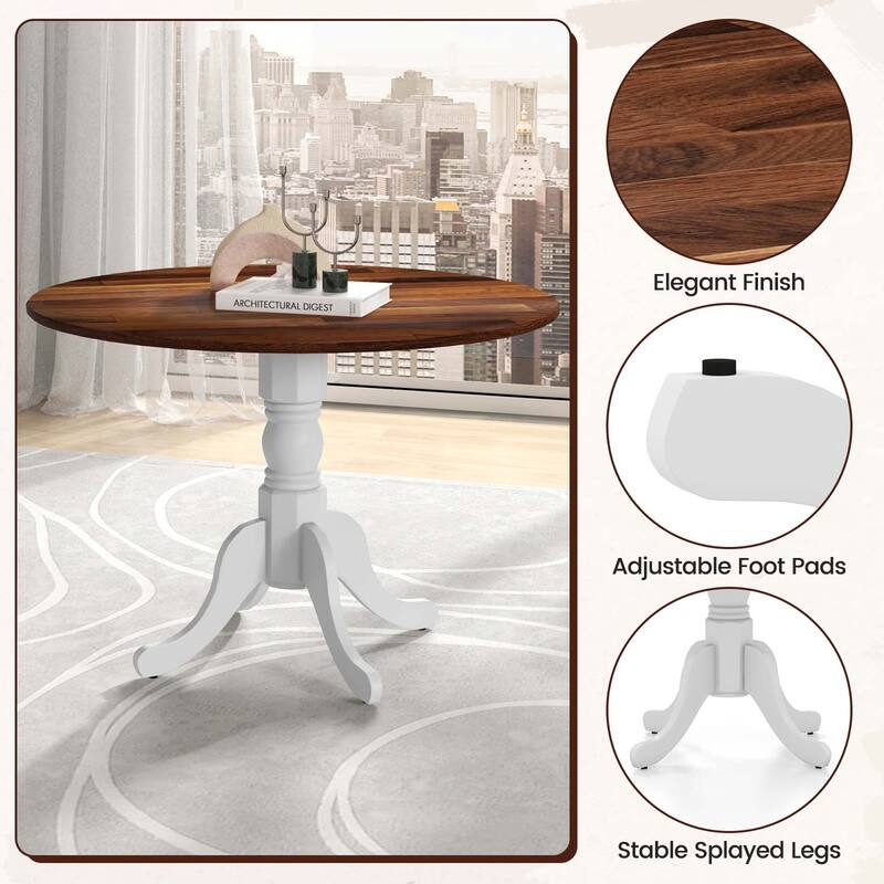 Costway Rustic Dining Table Wooden Dining Table with Round Tabletop & - See Details
