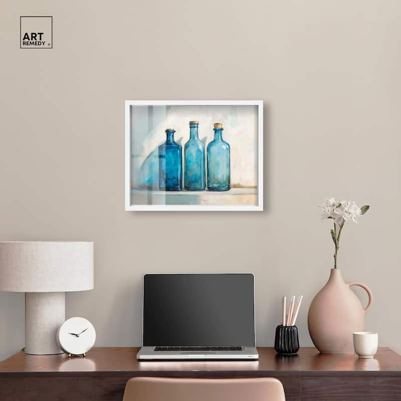 Three Blue Bottles Shadowbox by Art Remedy