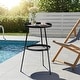 preview thumbnail 9 of 22, 2 Tier Round Patio Small Side Table, Metal Coffee Table for Indoor Outdoor Black