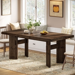 63" Solid Wood Rectangular Dining Table, Kitchen Dinner Table for ...