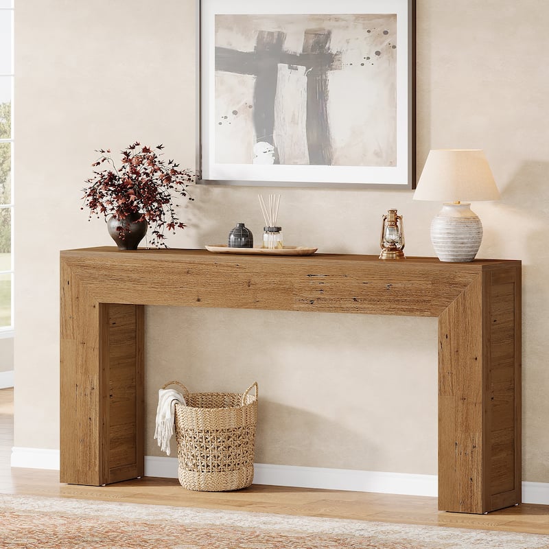 63'' Long Console Table for Entryway, Narrow Sofa Console Behind Couch