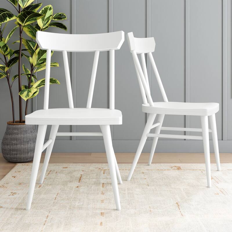 Plank and Beam Solid Wood Windsor Dining Chair - Set of 2 - White