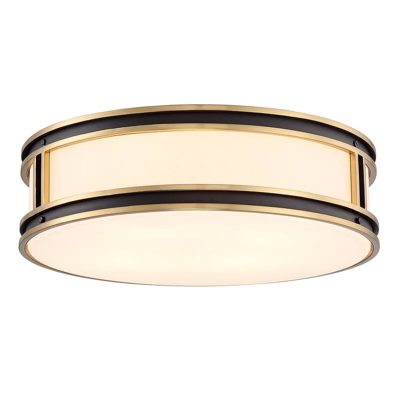 Matte Blackith Warm Brass Four Light Flush Mount from the Alberti Collection