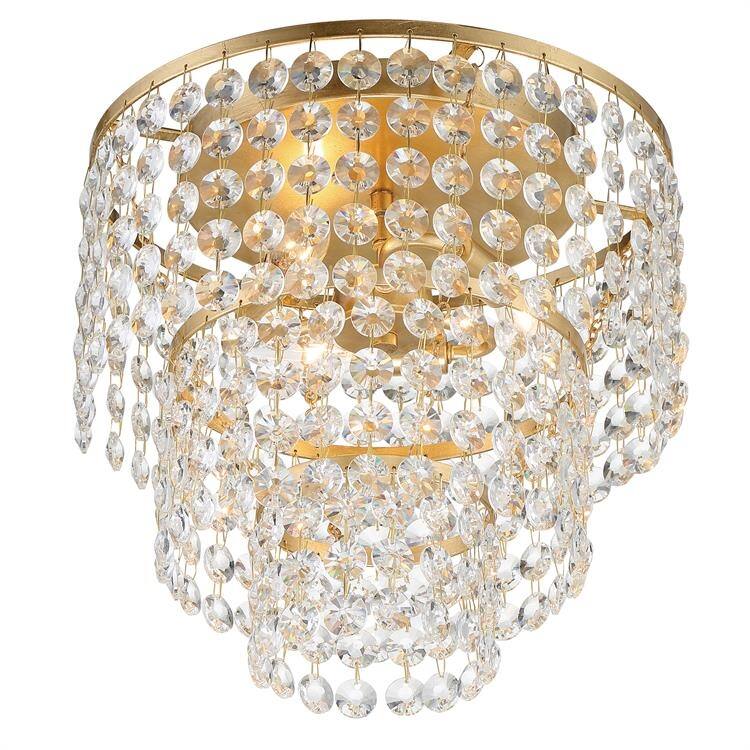 Gabrielle 3 Light Antique Gold Ceiling Mount - 14'' W x 13'' H