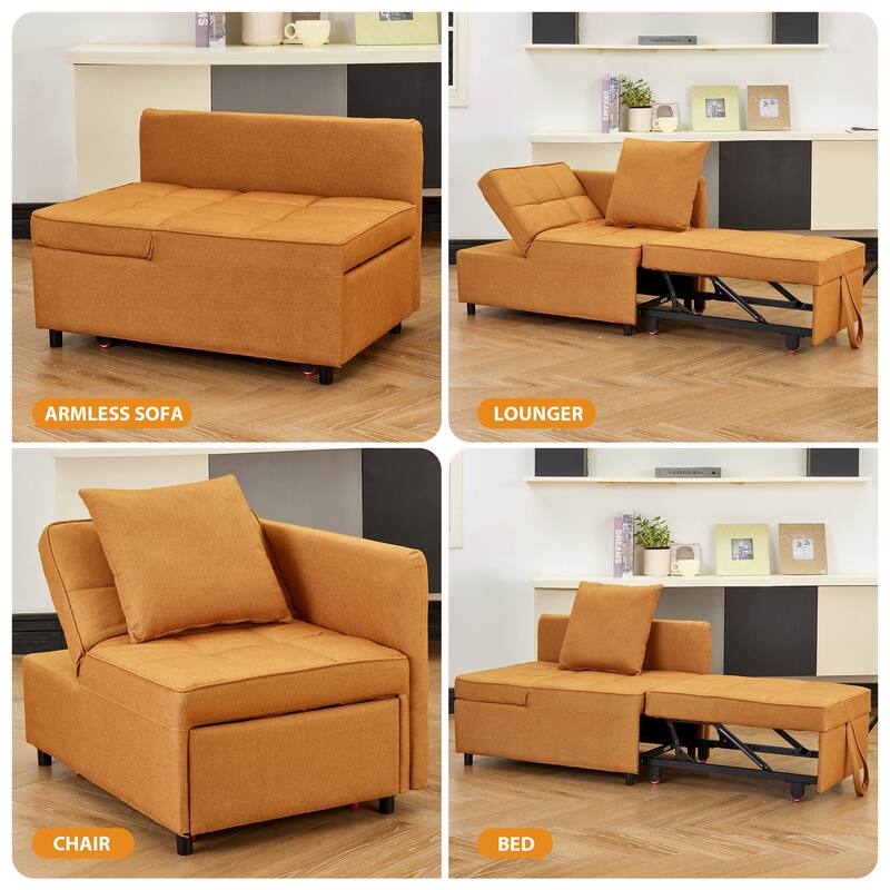 Ainfox Adjustable Sofa Chair Sleeper Sofa Bed Ottoman Couch with Metal Frame