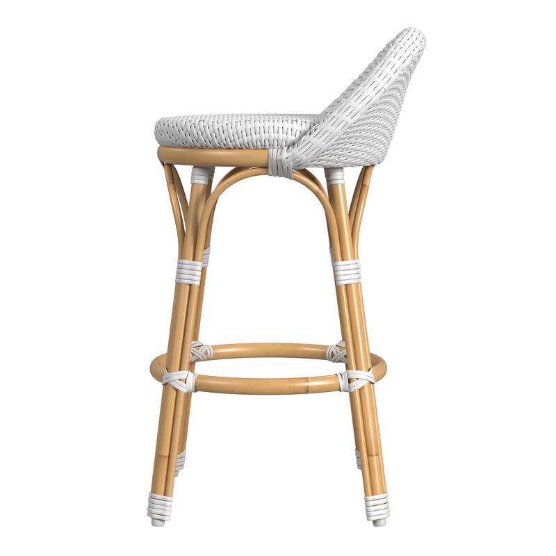 Tobias Outdoor Rattan and Metal Low Back Counter Stool
