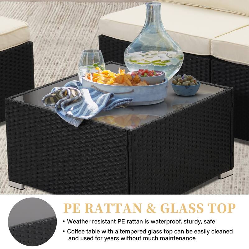 Zenova Cushioned Rattan Sofa 10piece Outdoor Patio Furniture Set On