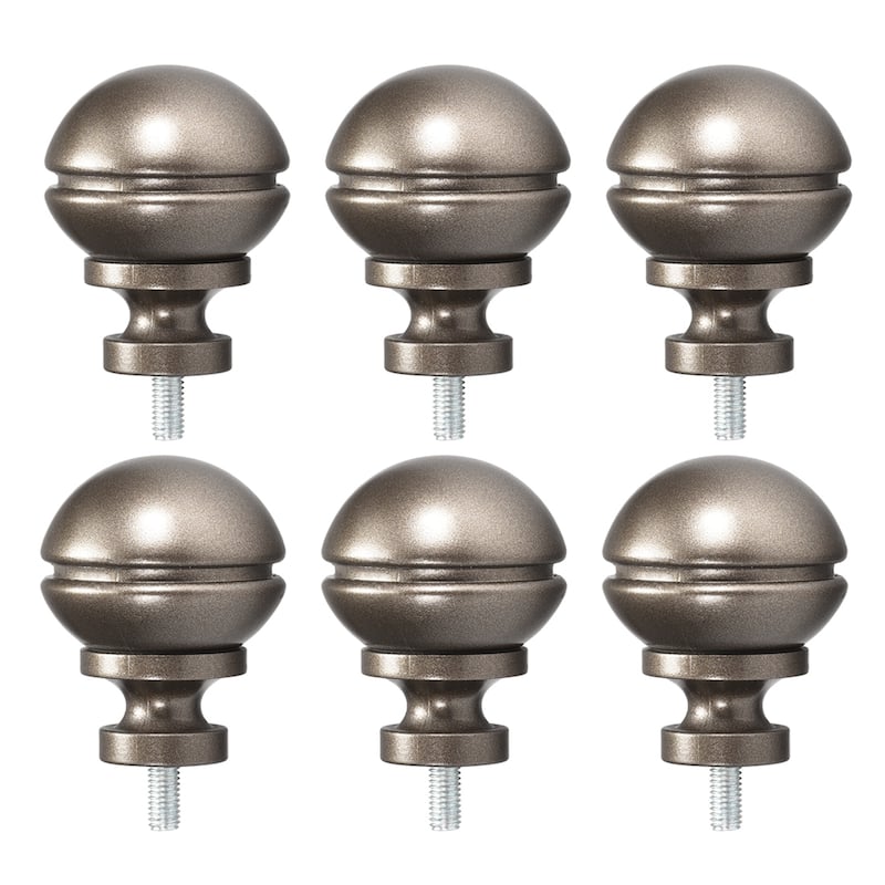 Curtain Rod Finials Plastic End 54mm x 36mm Brown 6pcs