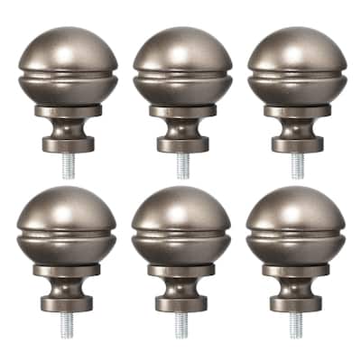 Curtain Rod Finials Plastic End 54mm x 36mm Brown 6pcs