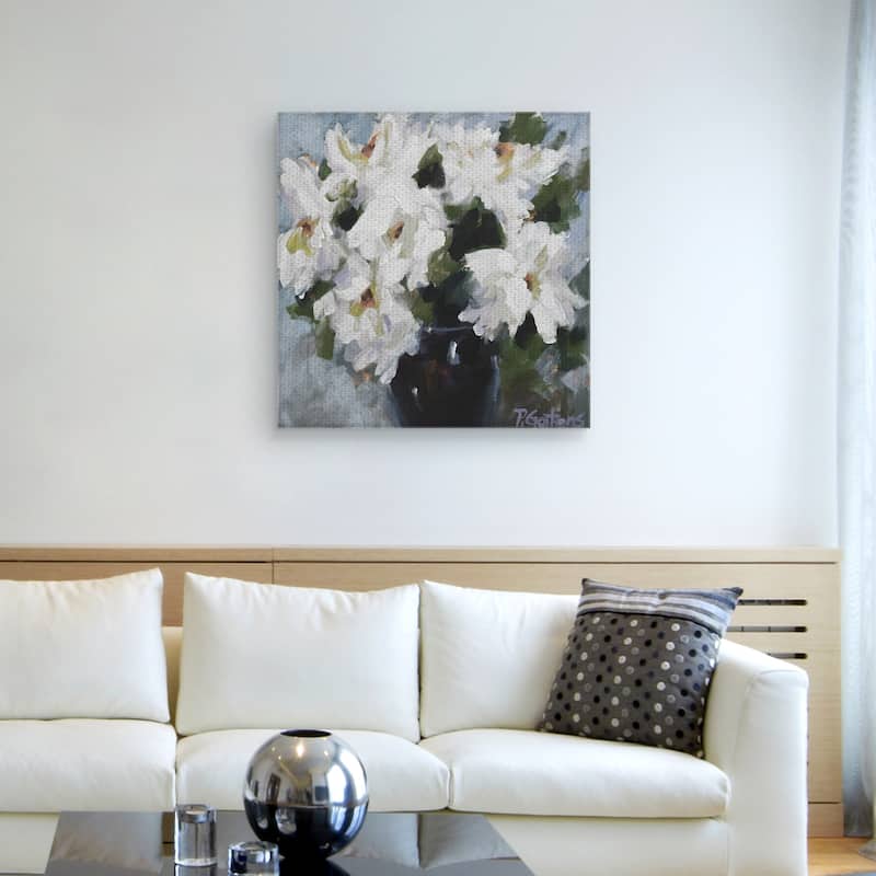 White Peony Bouquet Soft by Pamela Gatens Canvas Art Print