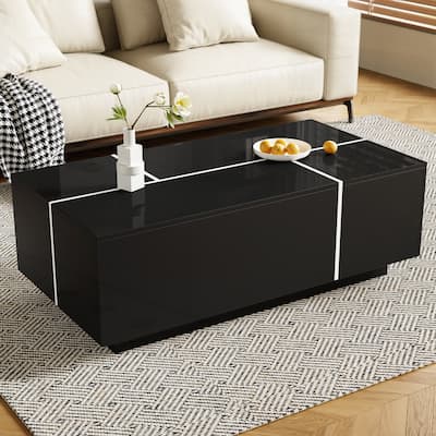 Coffee Table with 2 Hidden Storage Space and 2 Drawers for Living Room