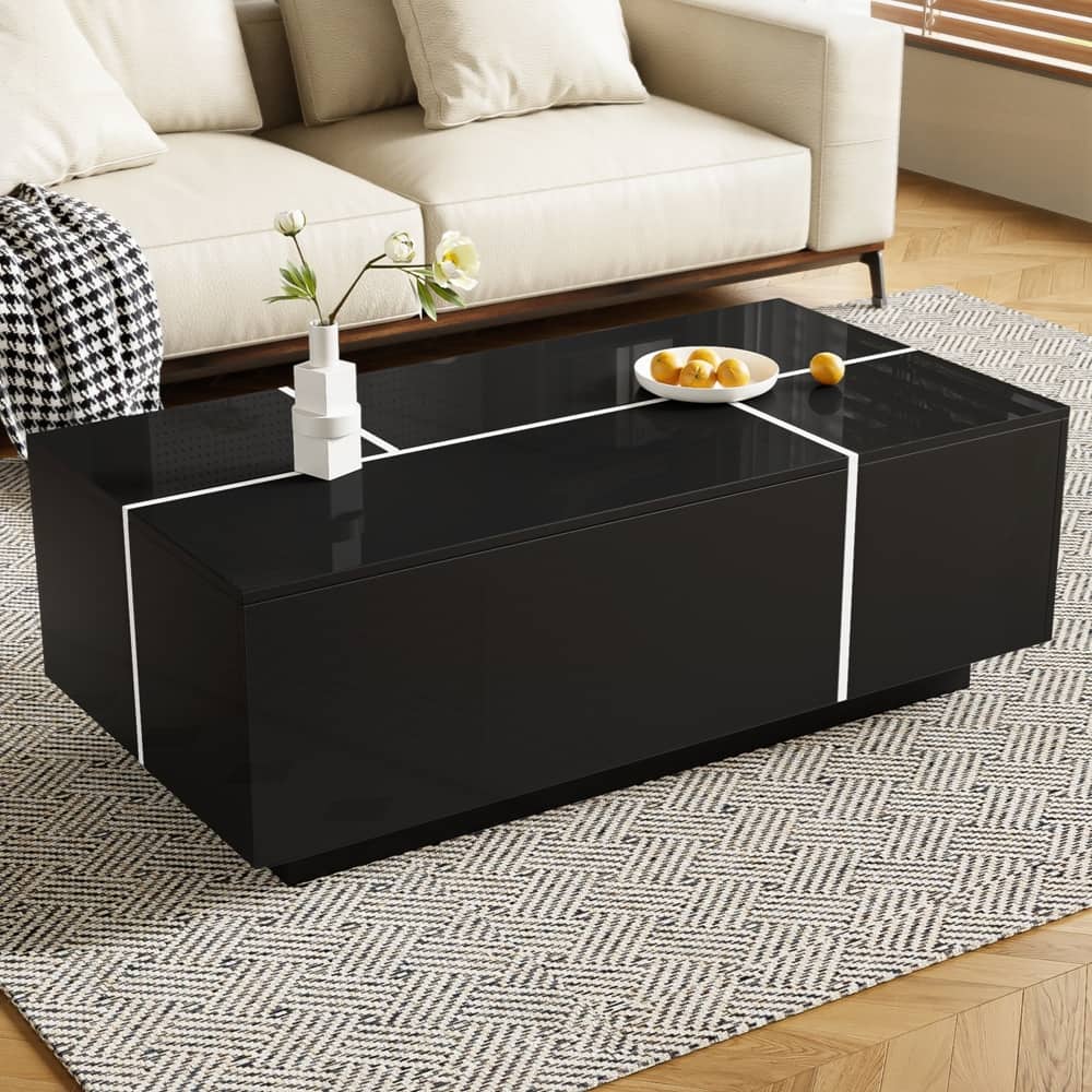 Coffee Table with 2 Hidden Storage Space and 2 Drawers for Living Room