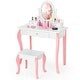 preview thumbnail 4 of 16, Gymax Kids Vanity Princess Makeup Dressing Table Stool Set W/ Mirror - See Details White