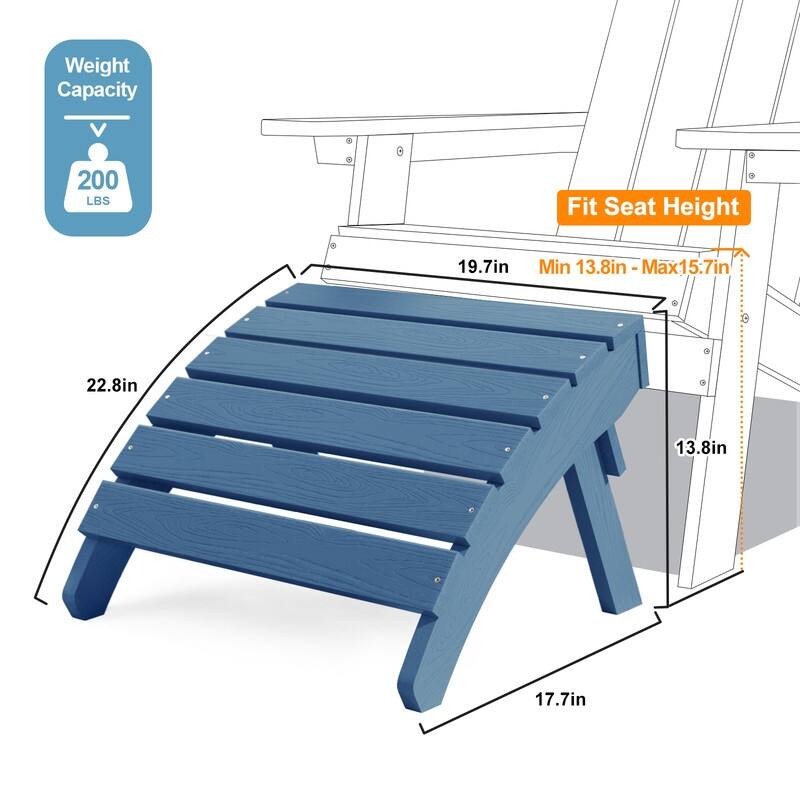 WINSOON 2-Piece All Weather HIPS Outdoor Folding Adirondack Chair with Ottoman