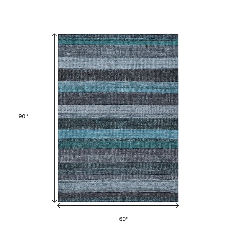 HomeRoots Striped Transitional Rectangle Outdoor Rug