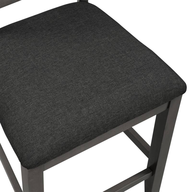 5 Pieces Counter Height Dining Room Wooden Bar Table Set with 4 Chairs