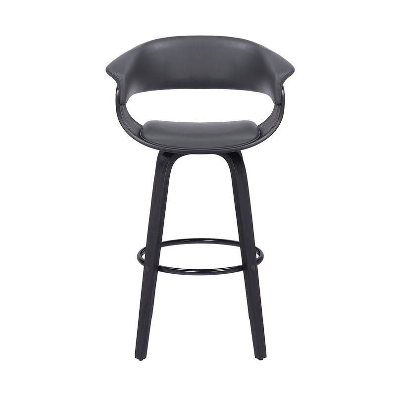 Faux Leather Swivel Counter Bar Chair with Wood Frame and Footrest