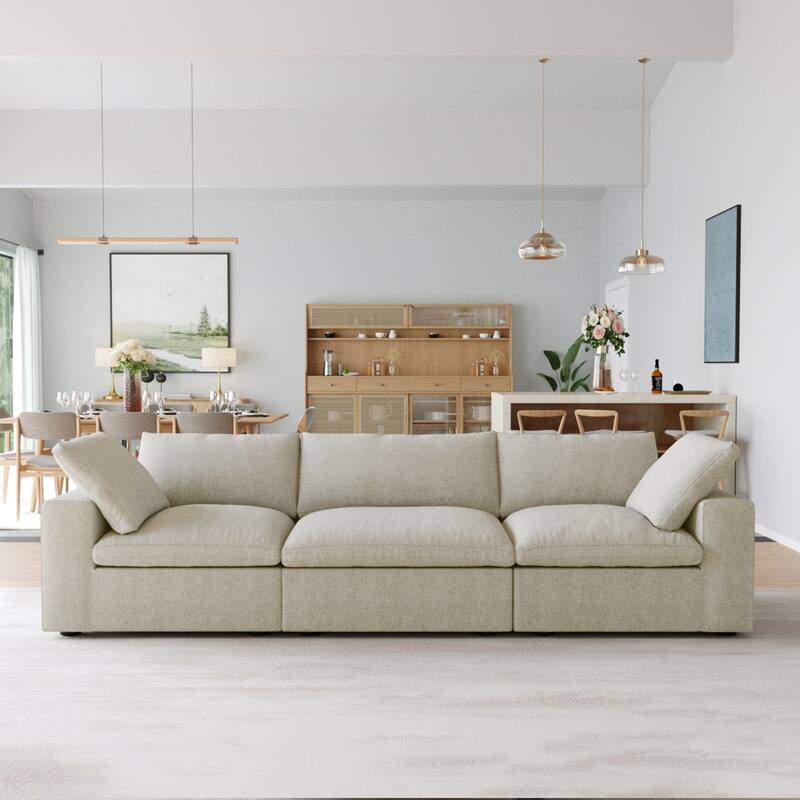 Commix Down Filled Overstuffed 3 Piece Sectional Sofa - Khaki