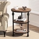 preview thumbnail 1 of 6, Small End Table, Round End Table with 3 Shelves, Night Stand Accent Coffee Table with Steel Frame for Small Spaces