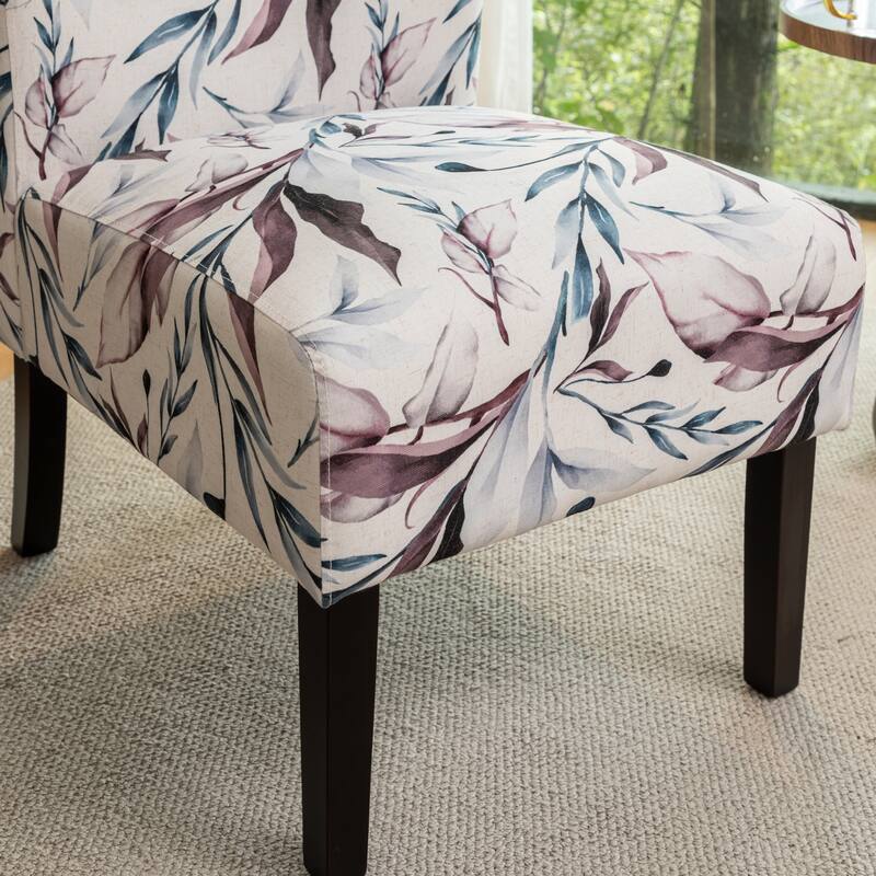 Capa Print Fabric Armless Contemporary Accent Chair for Living Room,Purple Floral