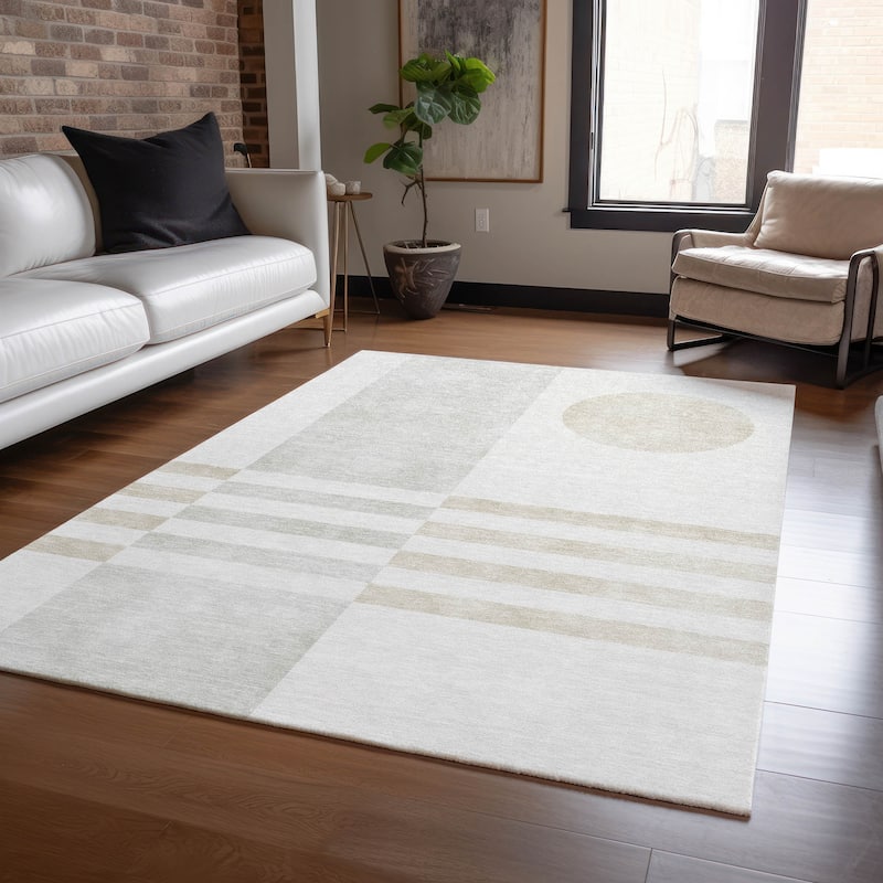 Machine Washable Indoor/Outdoor Modern Fusion Chantille Rug